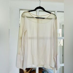 Elegant Vintage Cream Sheer Women's Top